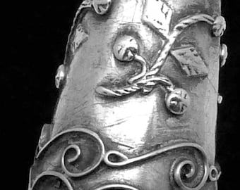 Vintage Taxco Mexican Sterling Silver Thimble Tall Applied Wirework 26859