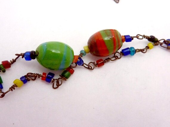 Vintage Venetian Glass Striped Beads Long For Rep… - image 4