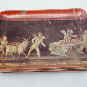 Vintage Decorative Crafts Italy Melamine Trinket Trays Set of 4 Roman Cherub 26951CK