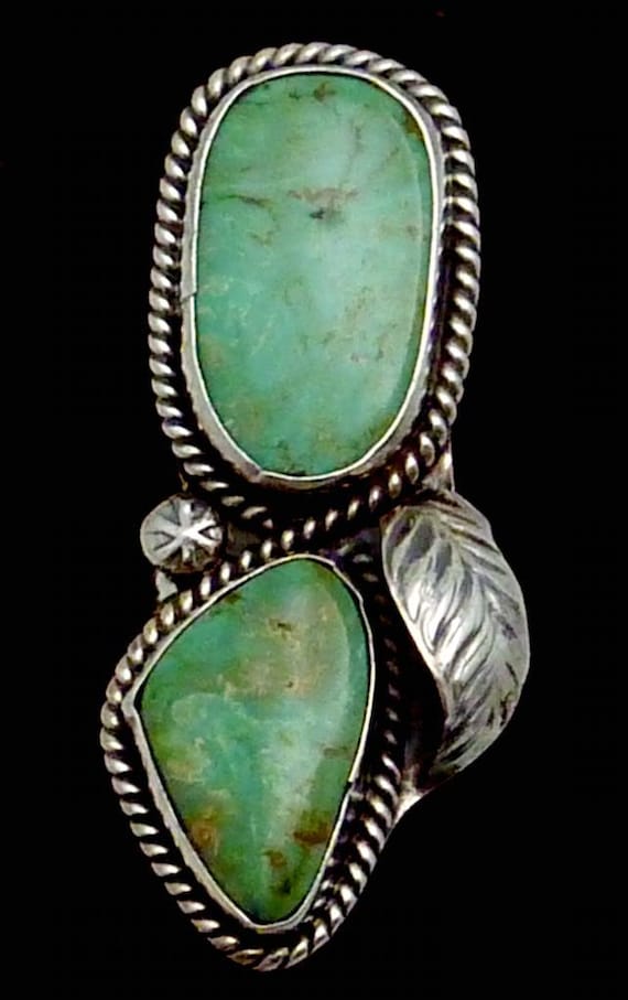 Vintage Taxco Mexican Sterling Silver Turquoise Ri