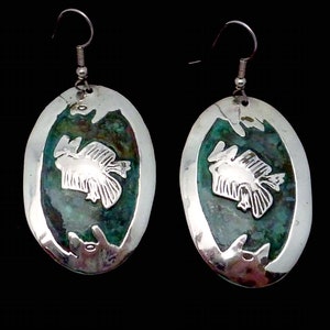 Vintage Peru Peruwiańskie Srebro Sterling Miedź Laffi Style Duże Kolczyki 26518