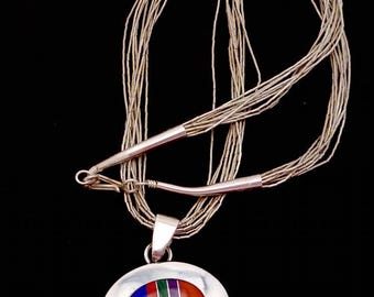 70s ヴィンテージ NAVAJO Ella Peter ターコイズ ネックレス KALIFANO | Ella Peter Lapis Navajo Native Made 925 Silver Pendant