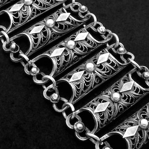 Vintage Sterling Silver Filigree Bracelet Pin Closure 27169