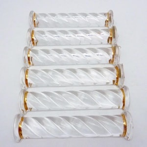 Vintage Au Plomb Cristal Crystal Knife Rests Set of 6 Twists Gold Accents 27157