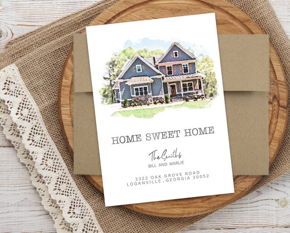 House Portrait Moving Announcement Etsy