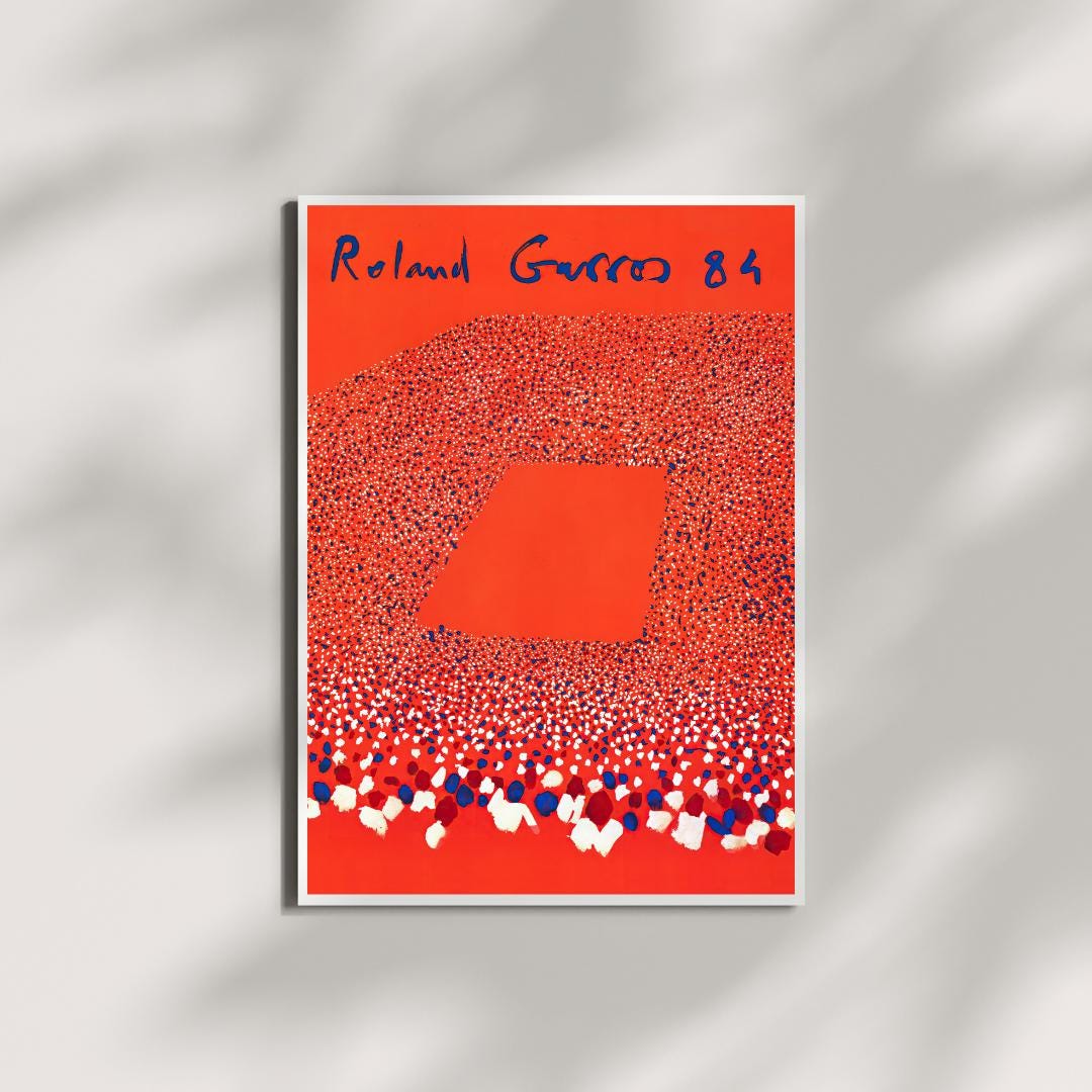 Roland Garros Wall Art, Abstract Vintage Tennis Poster, Game Room Decor ...