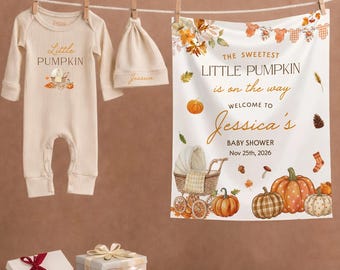Personalized Pumpkin Baby Shower Bodysuit, The Sweetest Little Pumpkin Is On The Way, Vintage Autumn Design