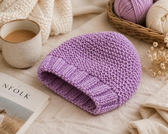 Beginner Friendly Garter Stitch Baby Beanie Knitting Pattern PDF, Newborn to 3 Years Old