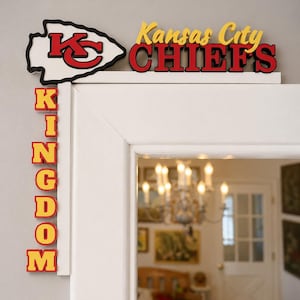 Kansas City Chiefs Door Corner Crest • NFL Fan Decor, Customizable ANY TEAM • Dorm Room Decor