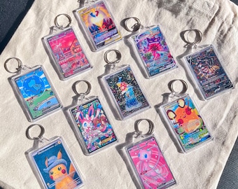 Pocket Monster TCG Card Keychains | Custom Design Requests Available | Holographic Finish | So Many Keychain Designs Possible