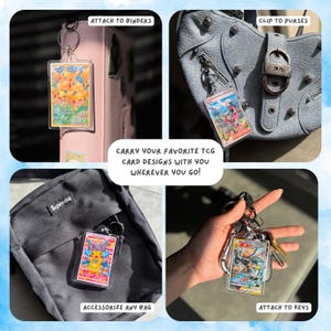 Pocket Monster TCG Card Keychains | Custom Design Requests Available | Holographic Finish | So Many Keychain Designs Possible image 6