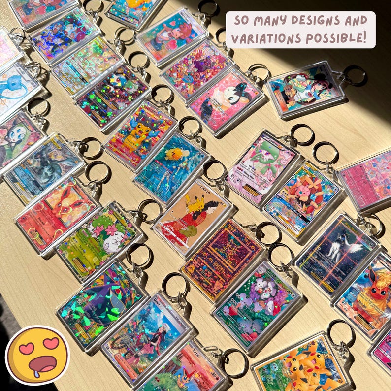 Pocket Monster TCG Card Keychains | Custom Design Requests Available | Holographic Finish | So Many Keychain Designs Possible image 4