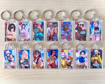 Waifu Pocket Monster Game Cover Keychain | Switch Game Art