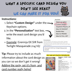 Pocket Monster TCG Card Keychains | Custom Design Requests Available | Holographic Finish | So Many Keychain Designs Possible Custom Design