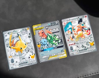 Tarjetas de manga de Pocket Monster / Tarjetas de fan art no oficiales de celebración del 30.º aniversario / Pikachu / Charizard / Iniciales
