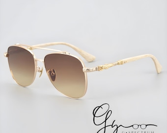 Titanium Aviator Sunglasses Men Women | Photochromic Transition & Blue Light Glasses | Prescription Ready | Vintage Eyewear | G Spectrum