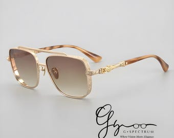 Premium Titanium Aviator Glasses | Sunglasses | Prescription Glasses | Photochromic Transition & Blue Light | Vintage Eyewear | G Spectrum