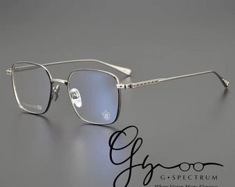 Vintage Square Frame Titanium Eyeglasses | Reading Glasses | Eyewear | Luxury Eyewear | Prescription Glasses | Sunglasses UV400 | G Spectrum