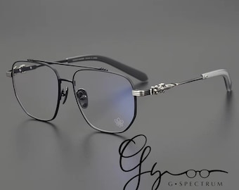 ヴィンテージスクエアチタン製眼鏡フレーム｜老眼鏡｜眼鏡｜高級眼鏡｜度付き眼鏡｜UV400サングラス｜Gスペクトラム