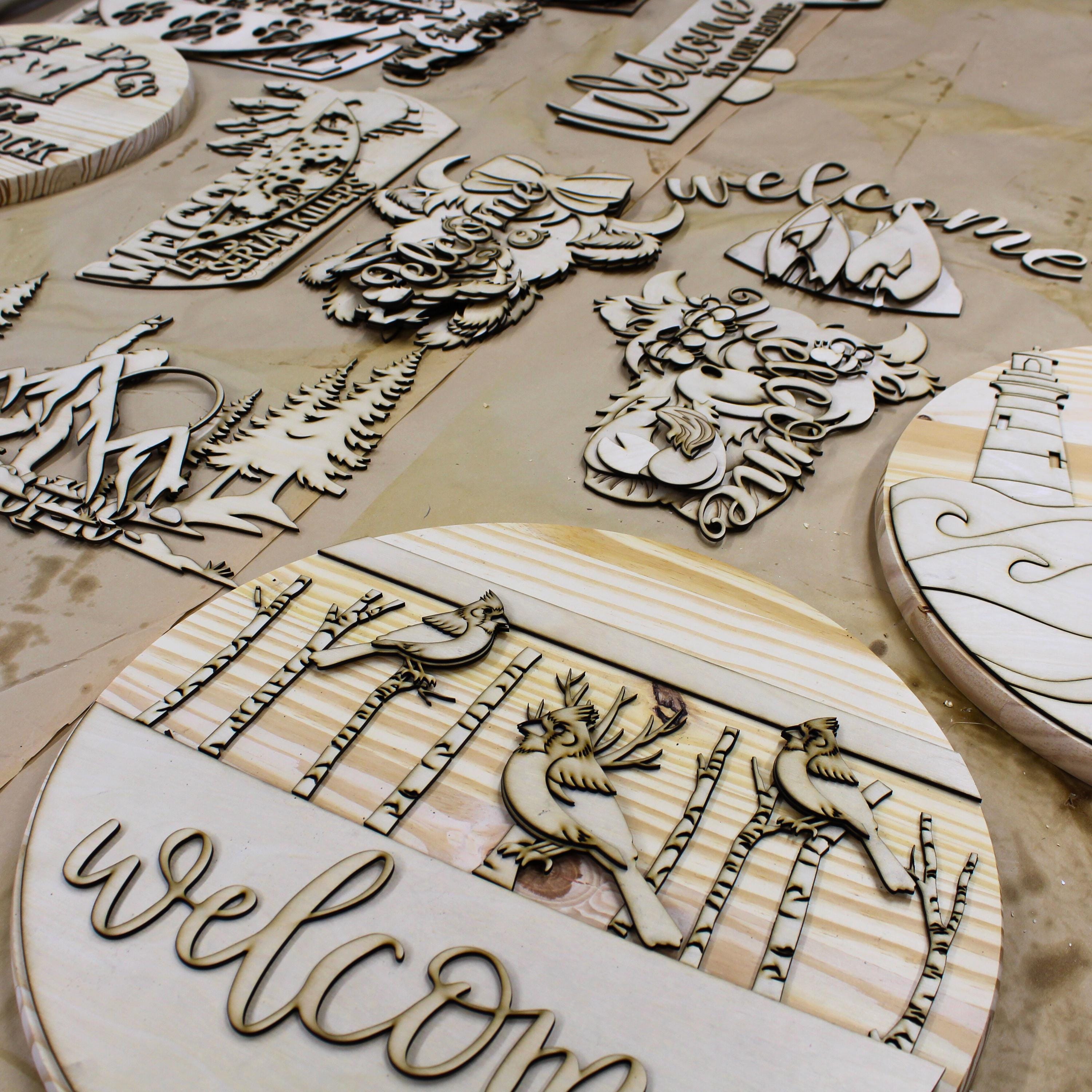 3D Welcome Wreath - Let's Get Toasted Wooden Front Door Sign & Year ...