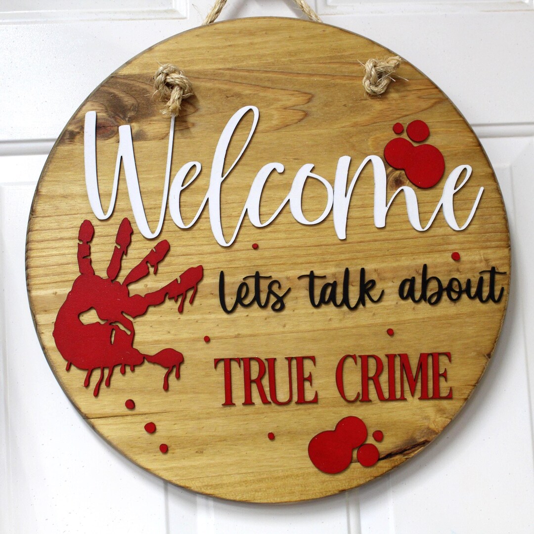 3D Welcome Wreath & True Crime Front Door Sign | Year Round Wooden ...