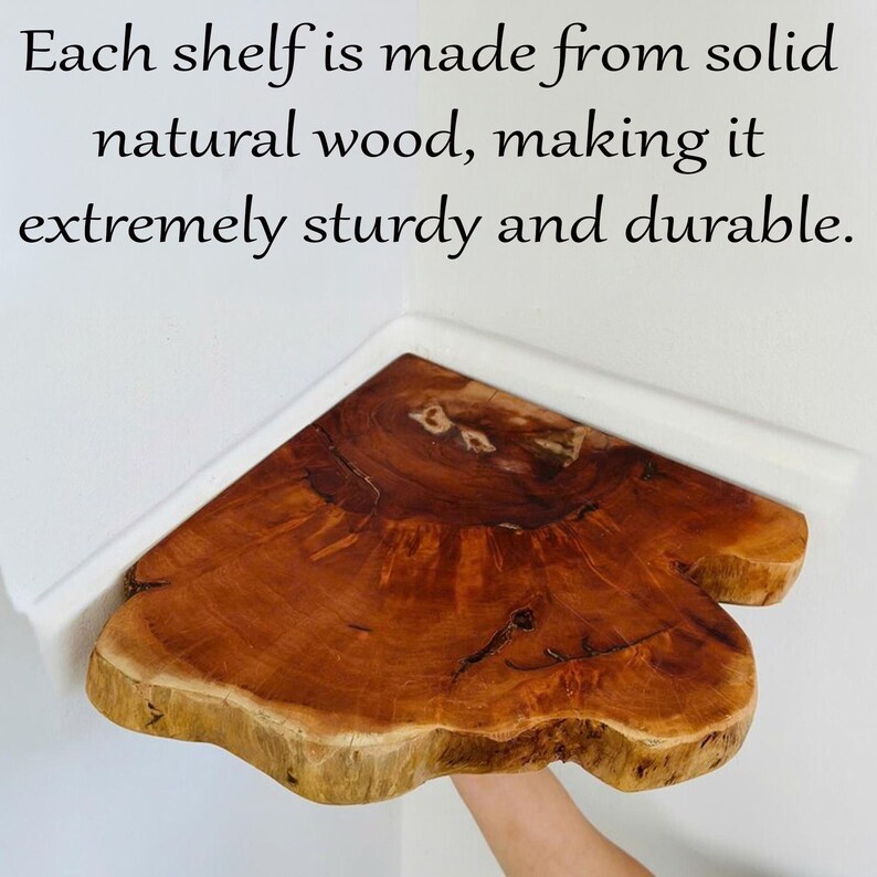 Live Edge Corner Floating Shelf Natural Rustic Unique Solid Wood Wall ...