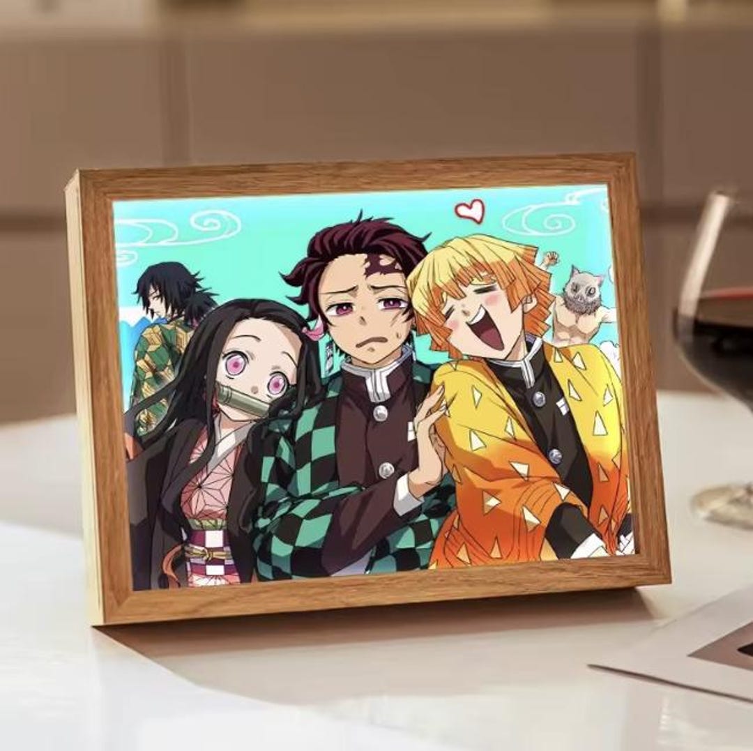 Demon Slayer LED Anime Frame – Tanjiro Nezuko Zenitsu Lighted Picture ...