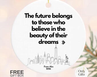 Motivational quote ceramic ornament, Inspirational Dream Text Hanging Decor, gift for friend