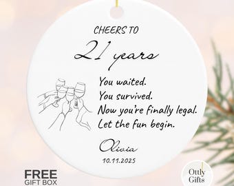 Personalized 21st Birthday Ceramic Ornament, Legal Drinking Gift