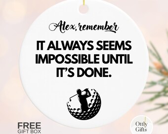 Personalized Golf Ornament, Inspirational Quote, Golfer Gift
