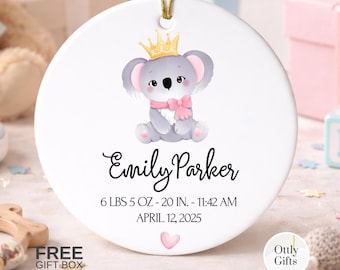 Personalized Baby Girl Birth Stats Ceramic Ornament, Nursery Decor