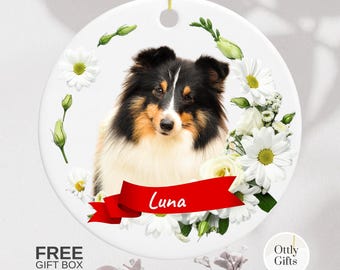 Custom Dog Photo Ceramic Ornament, Personalized Pet Keepsake