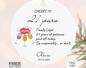Personalized 21st Birthday Ceramic Ornament, Funny Legal Age Keepsake