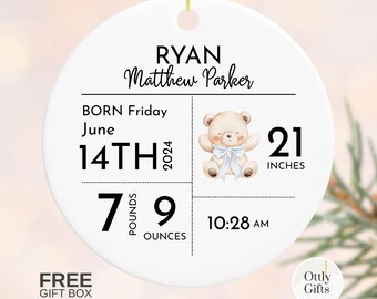Personalized Baby Stats Ornament, Custom Newborn Keepsake
