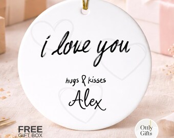 Personalized Love Ornament with Name, Valentine Keepsake, Romantic Ceramic Gift