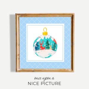 Christmas Bauble Print, Christmas Tree, Holiday Digital Wall Art, Square Print,  (Digital Download)