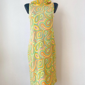 Vintage 60s mod dress, psychedelic colorful shift dress, retro graphic print mini dress, bold statement dress