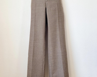 Vintage 70s flare pants high waisted, brown wool trousers, bell bottom pants, tailored wide leg pants, French vintage