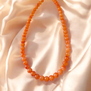 Vintage Necklace Orange Beaded, Coral Glass Bead Necklace, Retro 1960s Statement Necklace, Bright Orange Jewelry, Summer Vintage Necklace