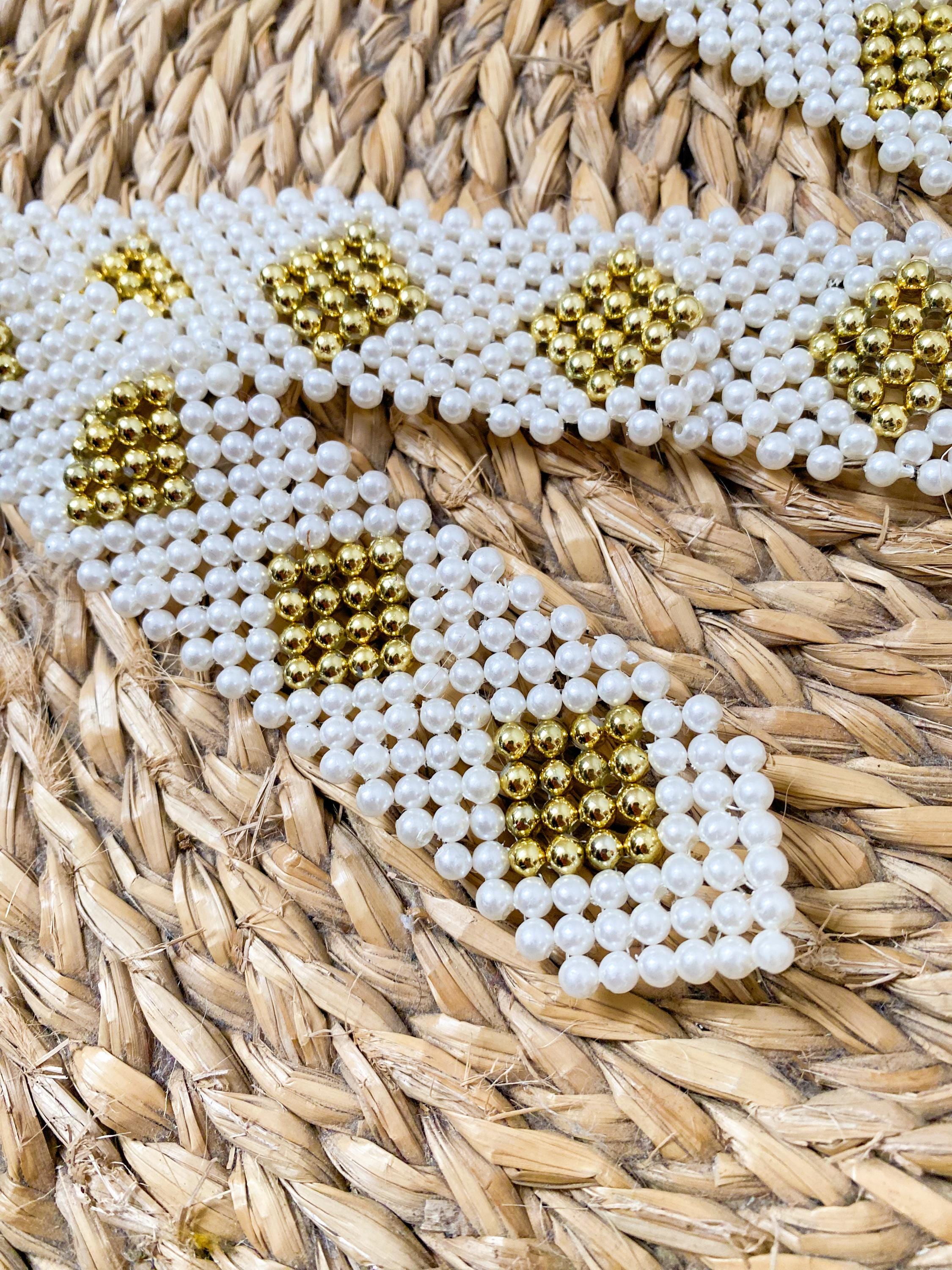 Vintage 1980s Faux Pearl Beaded Belt White Waist Chain XS S Bridal Cottagecore Handmade Pearl Crystal Tassel Chain Waist Wedding Belt  main image 2