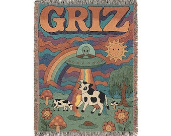 Griz Festival Woven Blanket Large| EDM Tapestry, Concert Throw, EDM gift, EDM Christmas Gift, Rave