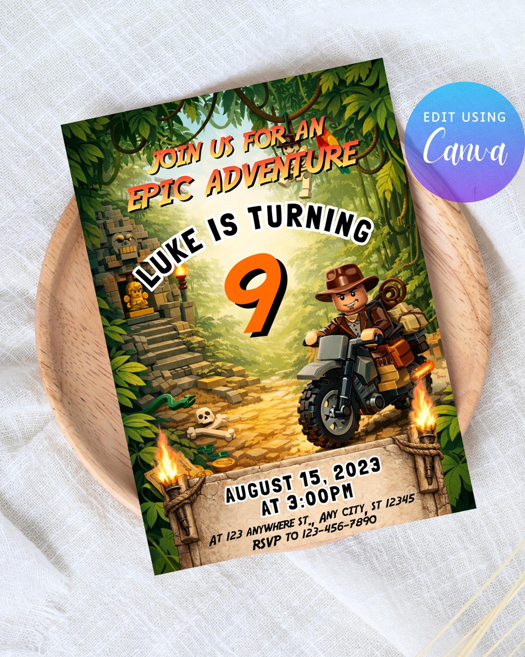 Adventure Jungle Birthday Invitation | Editable Block Style Explorer ...