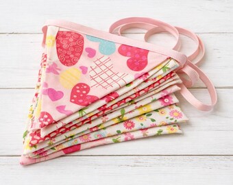 Fabric Bunting Banners, Floral Pennant Garlands, Nursery Room Decoration