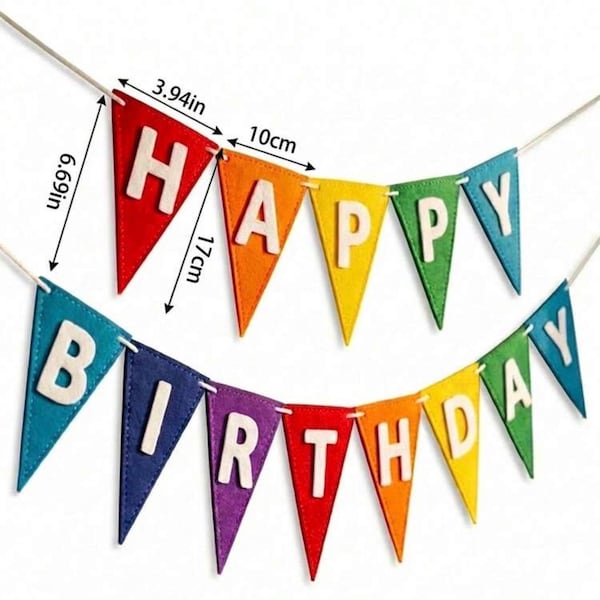 Happy Birthday Banner, Felt Reusable Party Garland