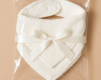 Muslin Baby Bibs, Bandana Style, White Cotton 3-Pack