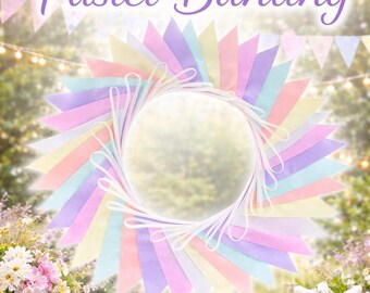 Pastel Triangle Bunting Banner, Multicolor Fabric Pennant Garland, Party Decoration