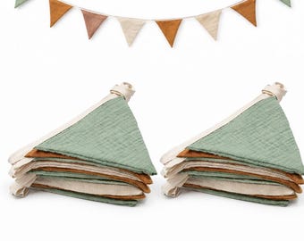Pastel Bunting Garland 2-Pack– Neutral Color, Nursery Decor, Cotton Flags