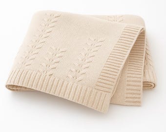 Cream Cotton Cable Knit Baby Blanket – Newborn Swaddle Throw
