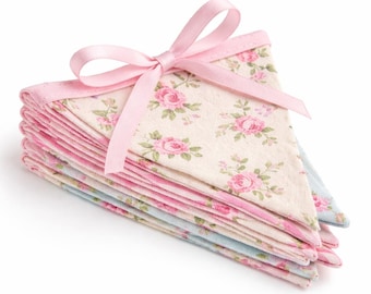 Floral Fabric Bunting Banners, Cotton Pennant Garlands, Double Layer Cotton, Boho Nursery Decor