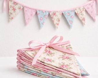 Floral Fabric Bunting Banners, Cotton Pennant Garlands, Double Layer Cotton, Boho Nursery Decor